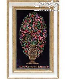 HAND MADE TABLEAU CARPET FLOWERS DESIGN QOM,IRAN TableauRug